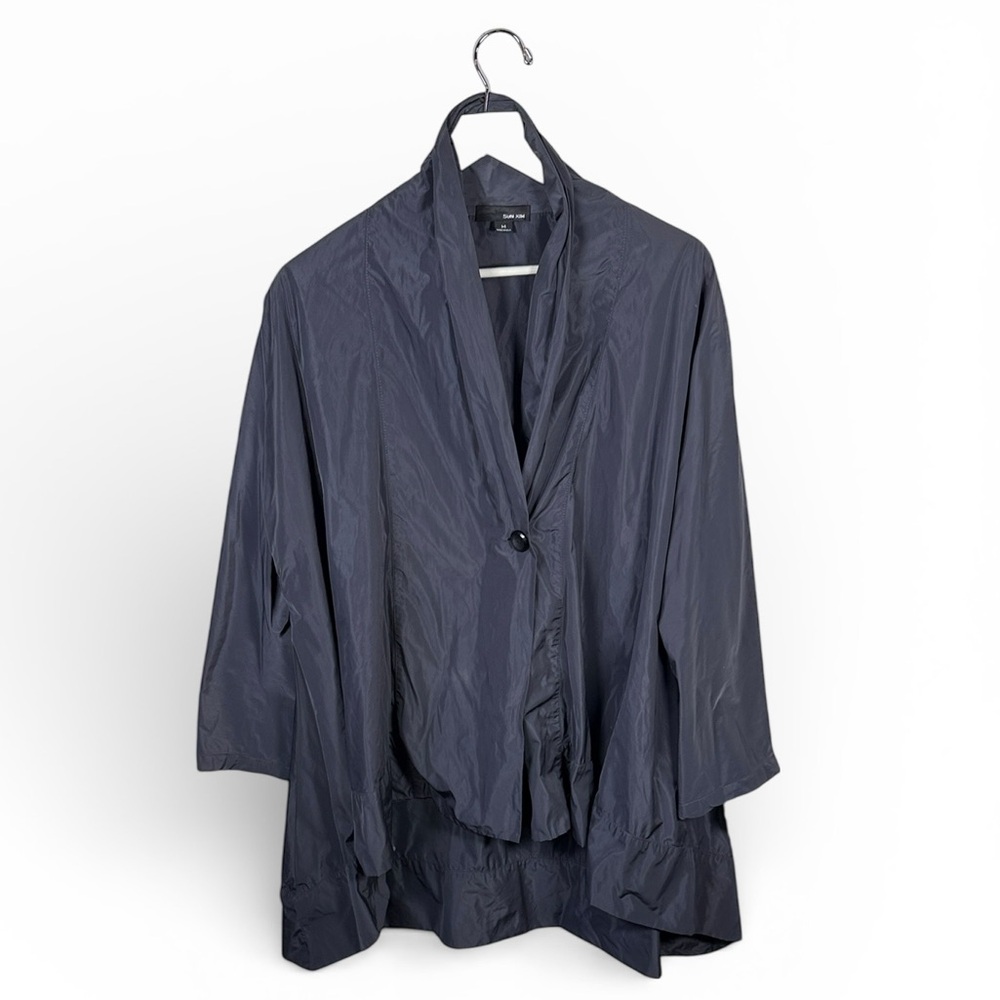 Sun Kim Poncho Travel Packable One-button Flowy Jacket W2171 Sz M